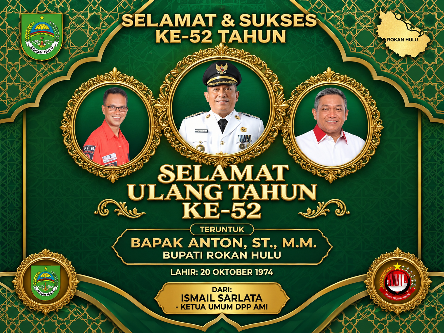 Genap 52 Tahun Usia Bupati Rohul, AMI Sampaikan Pesan dan Harapan